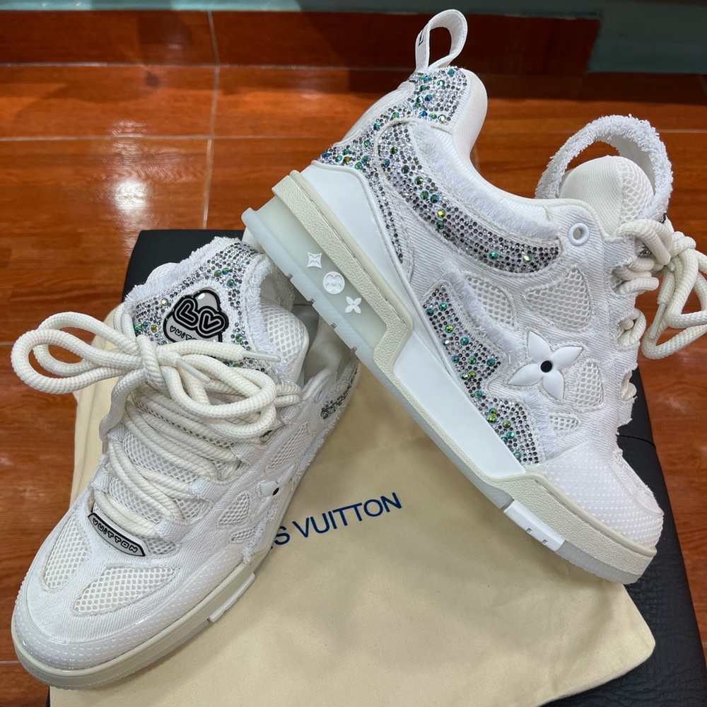 Louis Vuitton White and Multicolored shiny stones Sneakers